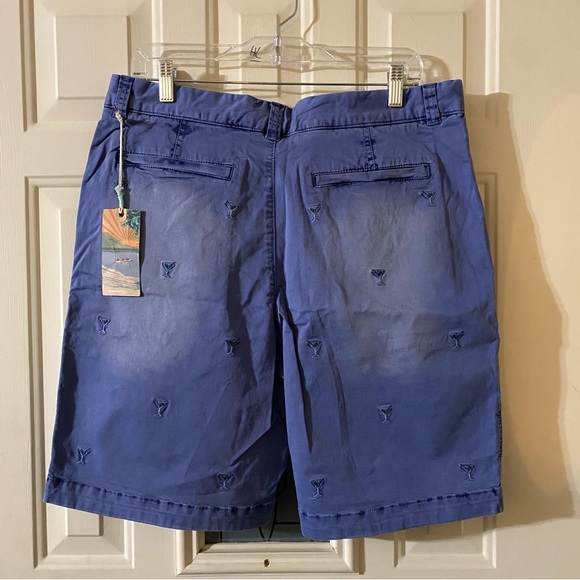 True Grit Martini Shorts Blue Embroidered Size 34 - Picture 2 of 7